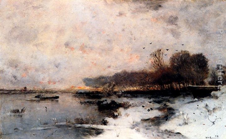 Wilhelm von Gegerfelt A Winter River Landscape At Sunset